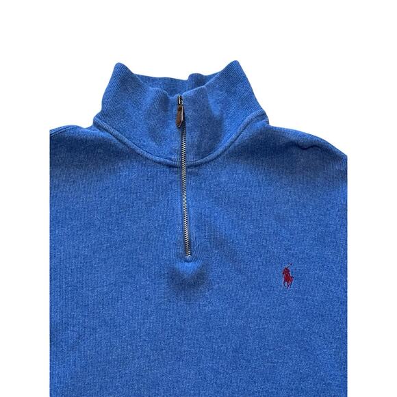 Polo Ralph Lauren Pullover Men XL Blue 1/4 Zip Mock Neck Preppy Classic Comfort - Picture 2 of 4